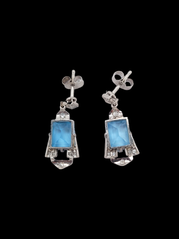 Art deco aquamarine and diamond drop earrings SKU: 7319 DBGEMS - image 3