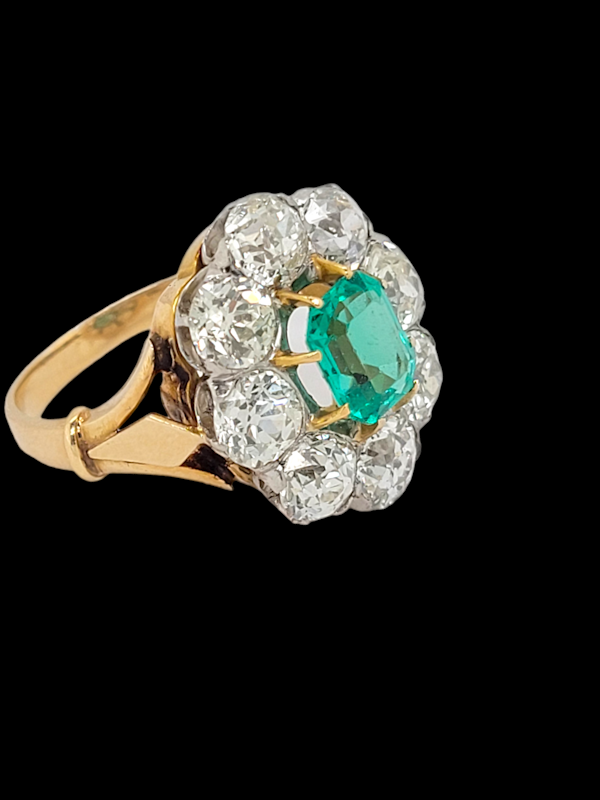 Antique emerald and diamond cluster ring SKU: 7320 DBGEMS - image 3