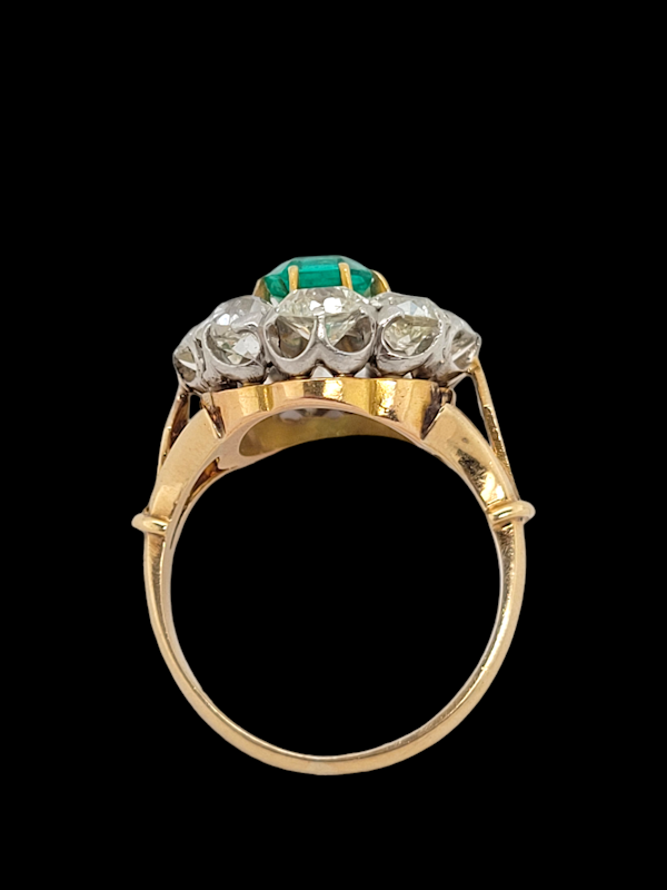 Antique emerald and diamond cluster ring SKU: 7320 DBGEMS - image 2