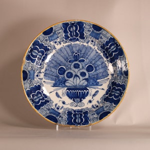 Dutch delft blue and white peacock dish, 18th century