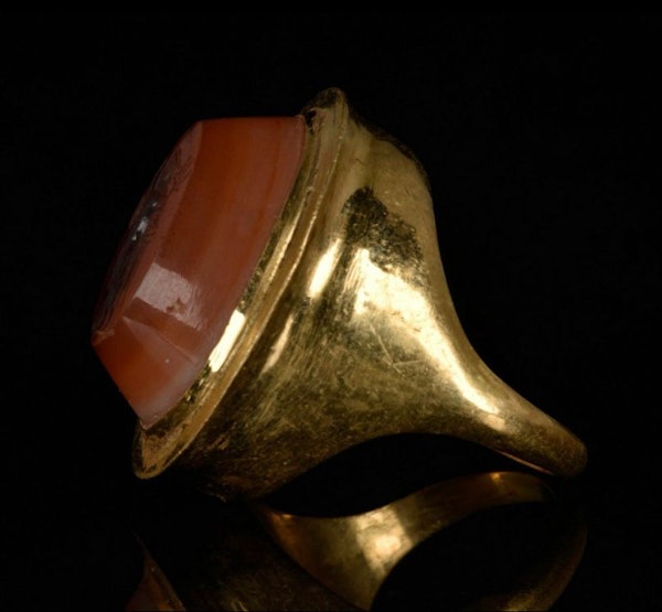 ROMAN WINGED GENIUS INTAGLIO IN A GOLD RING - image 4