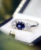 A very beautiful 1.45 Carat Natural Ceylon Sapphire and (two) Old Mine Cut Diamond & Platinum Engagement Ring. Circa 1930 - image 2