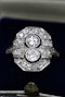 A very fine Art Deco Double Diamond Plaque Ring in Platinum (Tested). Centrally Rub-over set in the floating style with two 'Old European Cut' Diamonds. Circa 1930. - image 4