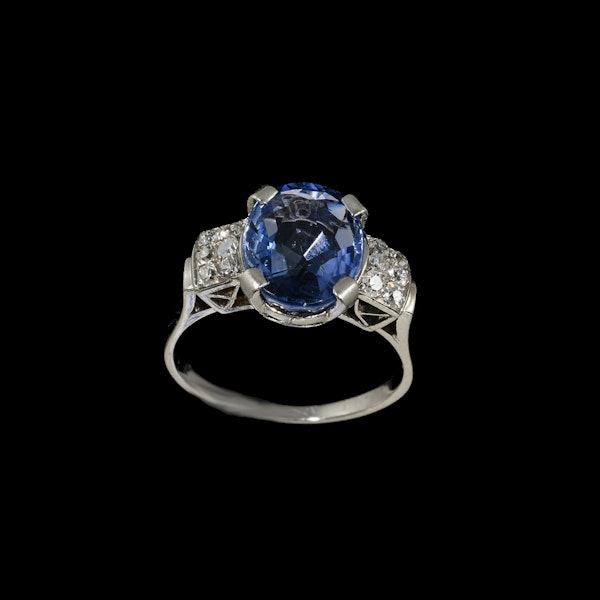 MM8714r Sapphire diamond 1940c platinum ring - image 1