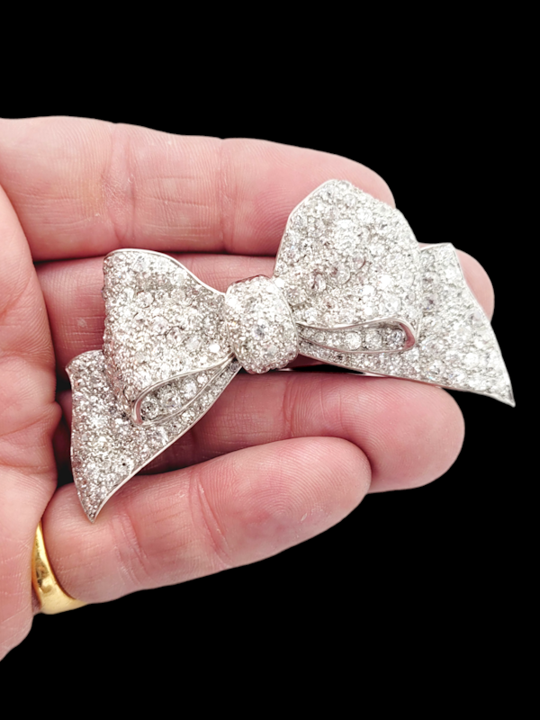 Large art deco naturalistic diamond bow brooch SKU: 7344 DBGEMS - image 2