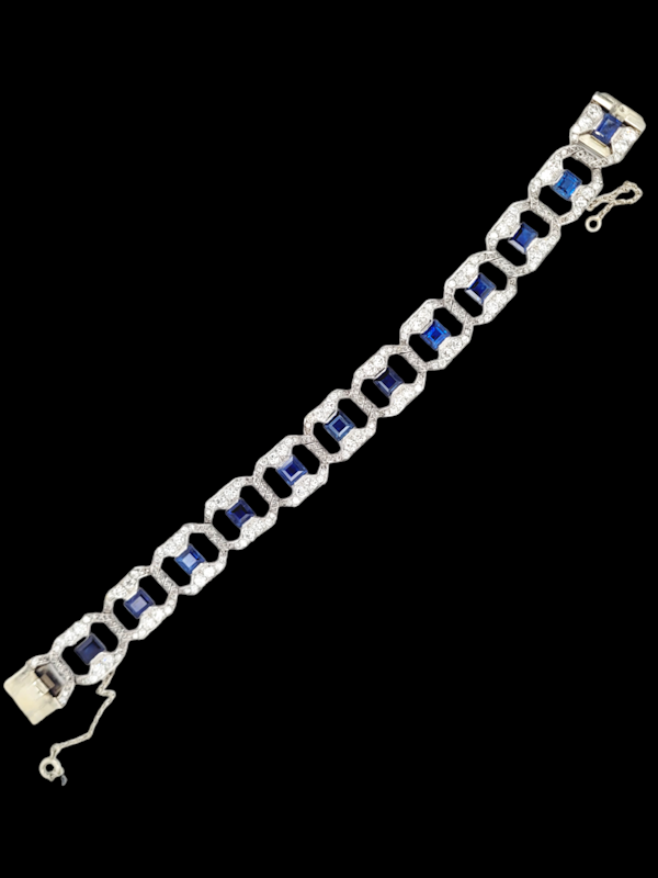 Awesome art deco sapphire and diamond bracelet SKU: 7343 DBGEMS - image 4