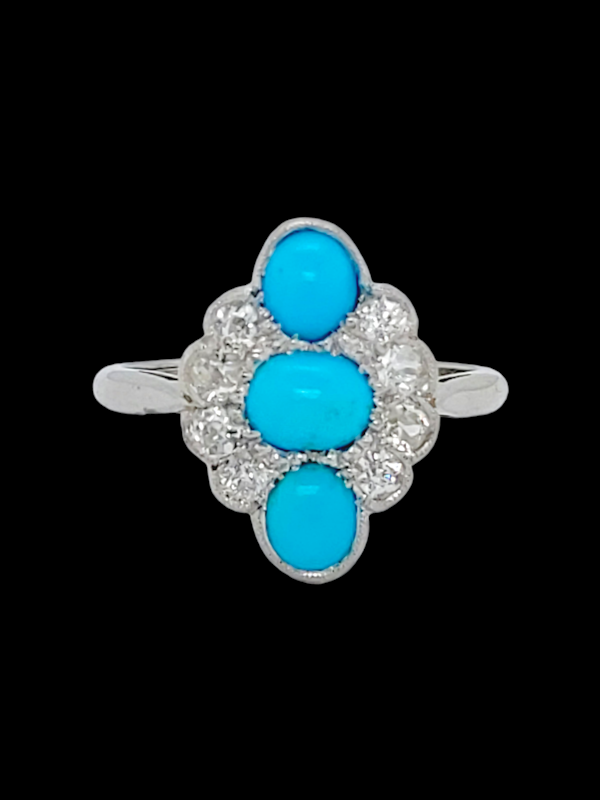 Art deco vibrant Persian turquoise and diamond ring SKU: 7340 DBGEMS - image 4