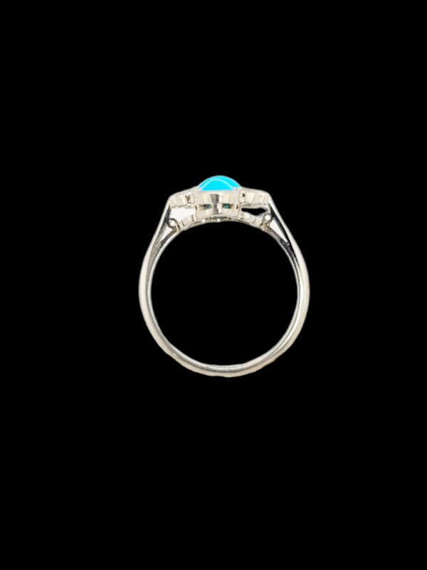 Art deco vibrant Persian turquoise and diamond ring SKU: 7340 DBGEMS - image 2