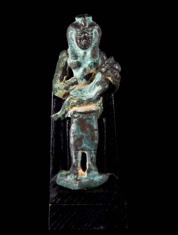ANCIENT EGYPTIAN BRONZE ISIS AND HORUS - image 2