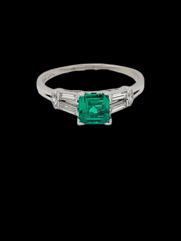 Art deco emerald and diamond engagement ring SKU: 7351 DBGEMS - image 1