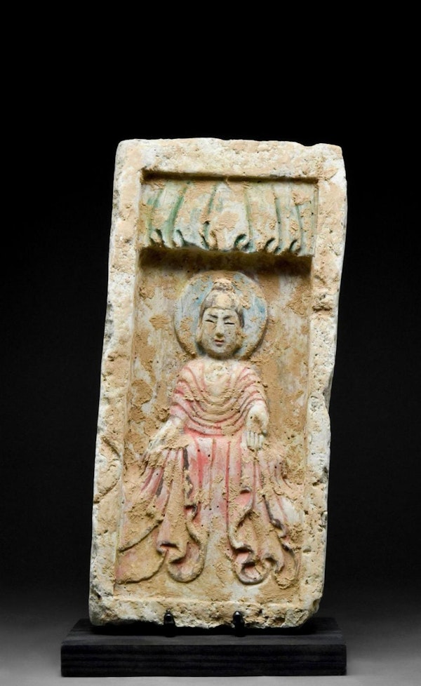 CHINESE NORTHERN WEI TERRACOTTA TILE WITH BUDDHA - TL TESTED - image 2