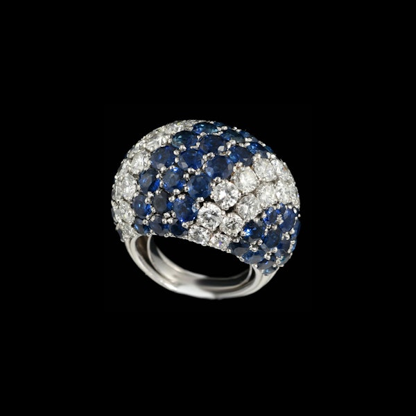 MM8819r Stunning quality sapphire diamond bombe ring platinum 1960c - image 1