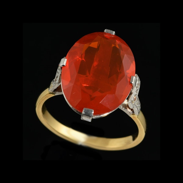 MM8876r Fire opal diamond gold ring 1960c - image 2