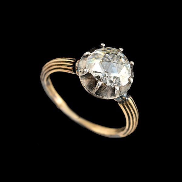MM8319r Georgian gold silver rose cut diamond ring 2ct unique band 1800c - image 1
