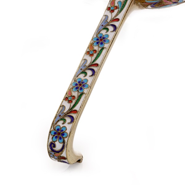 Antique Russian silver gilt and cloisonné enamel pair of kovshes, by Nikolay Alekseev, Moscow, circa 1890s - image 10