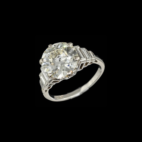 MM8586r Platinum 2.15ct I vs1 round old cut diamonds with baguette shoulders and diamond around mount stunning unique ring 1920c - image 1