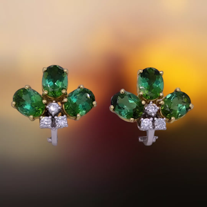 Vintage Green Peridot and Diamond Earrings