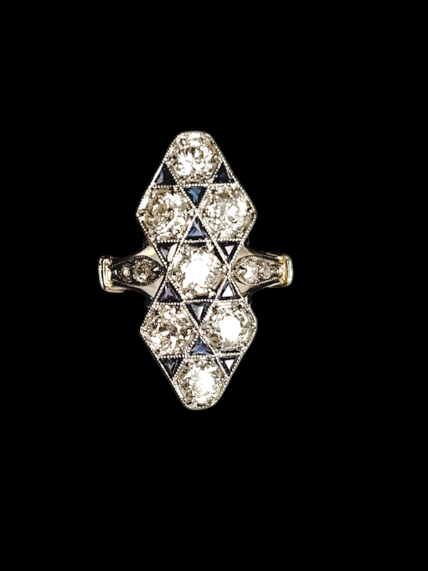 Unique Edwardian sapphire and diamond dress ring SKU: 7377 DBGEMS - image 2