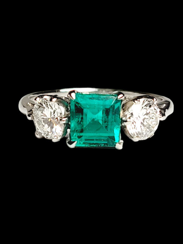 Fine art deco emerald and diamond engagement ring SKU: 7374 DBGEMS - image 2