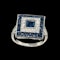MM8849r Artdeco platinum sapphire square ring 1920c - image 1