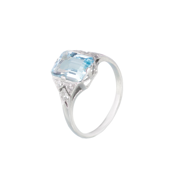 Aquamarine Diamond Platinum Ring - image 2