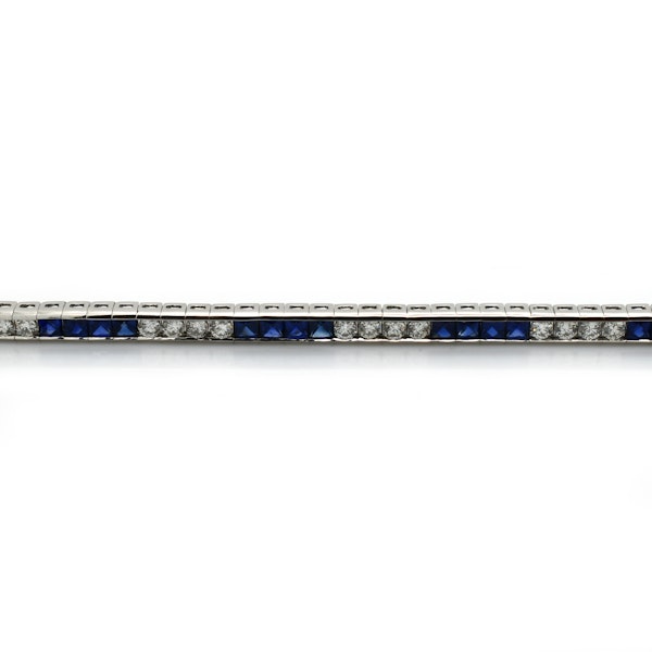 Modern Sapphire Diamond and Platinum Line Bracelet - image 9