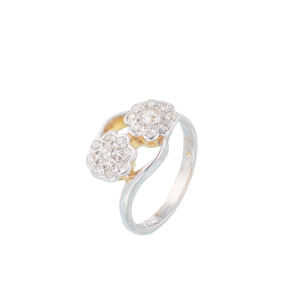 Double Daisy Diamond Cluster Ring - image 2