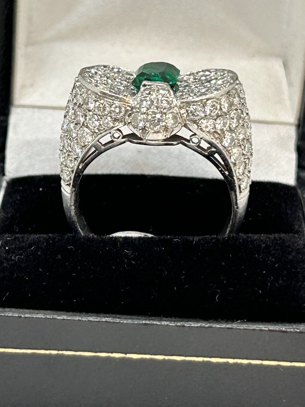 Beautiful Colombian Emerald Diamond Platinum Ring at Deco&Vintage Ltd - image 2