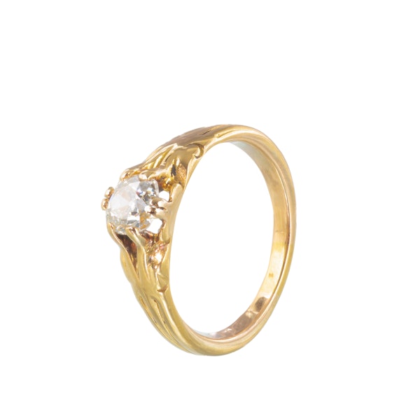 Diamond Gold Solitaire Ring - image 1