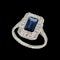 MM8835r Platinum baguette round white diamond sapphire rectangle ring 1920c - image 1