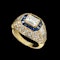 MM8707r Gold fine quality Repossi Baguette round diamond sapphire unisex ring 1960/70c - image 1
