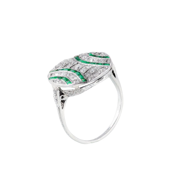 Fine Deco Emerald Diamond Ring - image 2