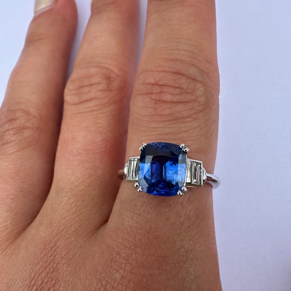 Ceylon Natural Sapphire And Diamond Baguette Ring CHIQUE to ANTIQUE  Stand 375 - image 2