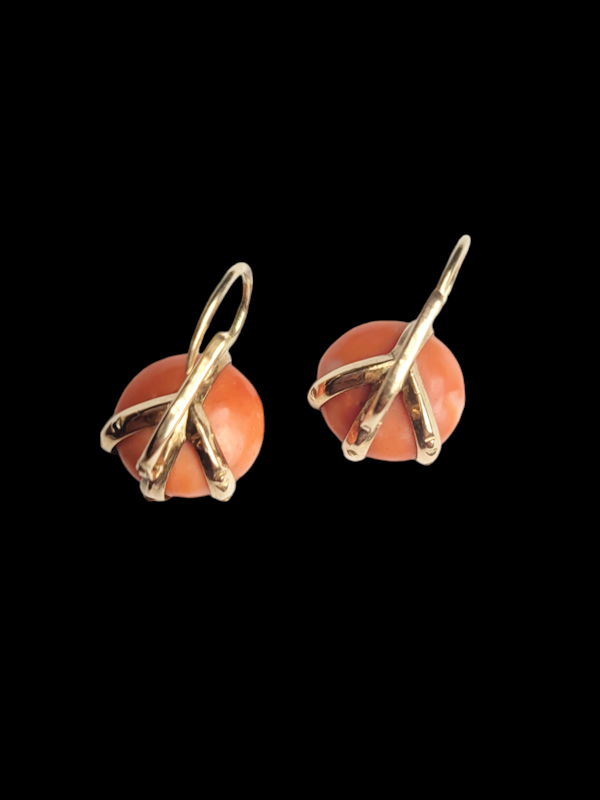 Fun antique coral earrings with bird claw settings SKU: 7388 DBGEMS - image 2