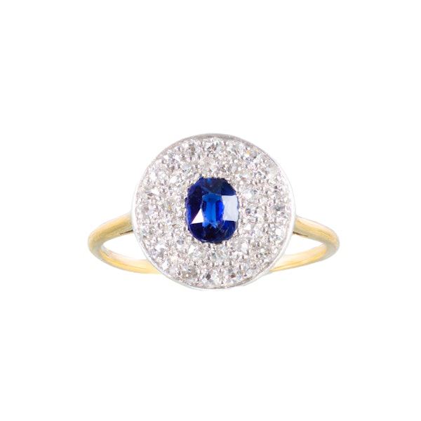 Deco Burma Sapphire Diamond Ring - image 2