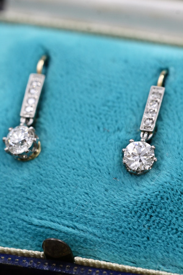 Diamond drop earrings Circa 1930 - image 2