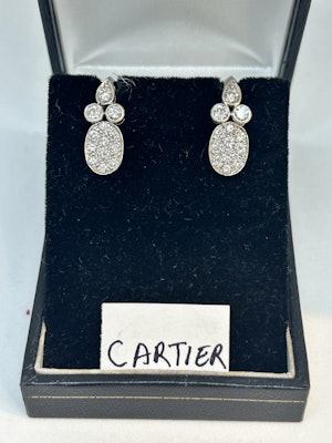 Lovely Cartier Paris pair of diamond earrings at Deco&Vintage Ltd
