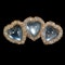 MM8788b Edwardian diamond gold triple heart moonstone brooch 1910c - image 1