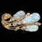 MM8764b Rare yellow white gold carved moonstone brooch 1930c - image 1