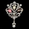 MM7578b Edwardian natural pearls diamond brooch/pendant platinum set 1910c - image 1