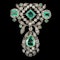 MM8341b Victorian diamond emerald gold silver brooch 1840c - image 1