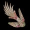 MM8694b Outstanding Victorian bird of paradise diamonds emeralds rubies gold/silver brooch 1870c - image 1