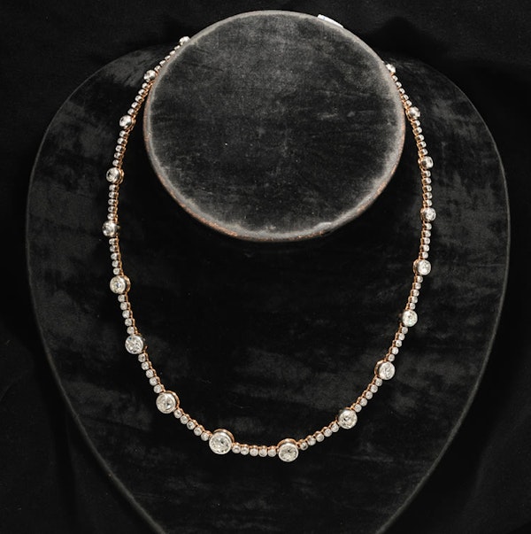 MM8745n Platinum gold French diamond rivière Edwardian necklace 1900c - image 1
