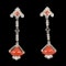 MM8092e Platinum diamond coral onyx Art Deco earrings 1920c - image 1