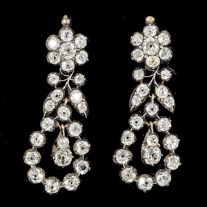 MM8302e Victorian diamond gold silver set fine quality earrings 1870c