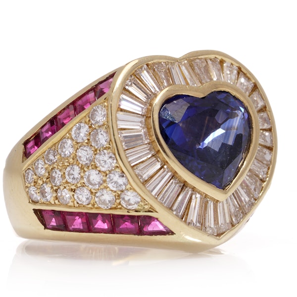 Adler 18kt Gold Sapphire Ruby And Diamond Ring. - image 4