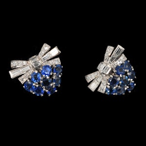 MM8648e Fine quality sapphire diamond clip earring’s 1930c