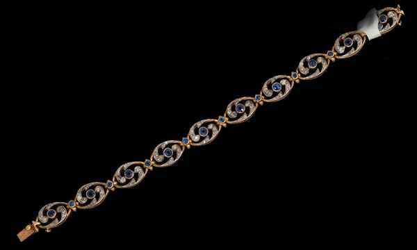 Sapphire diamond Victorian 18ct gold bracelet 1880c - image 1