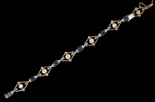 Victorian diamond sapphire gold stunning bracelet 1880c - image 1