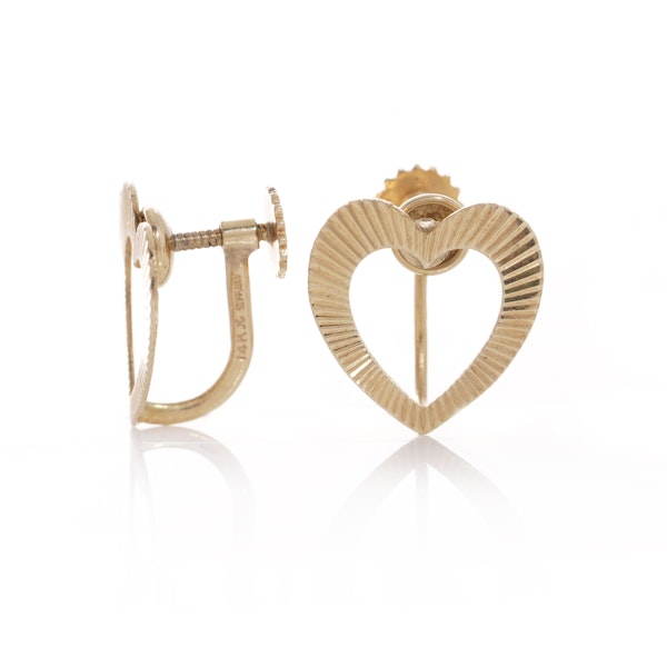 Tiffany & Co.14kt. gold open-heart earrings - image 3